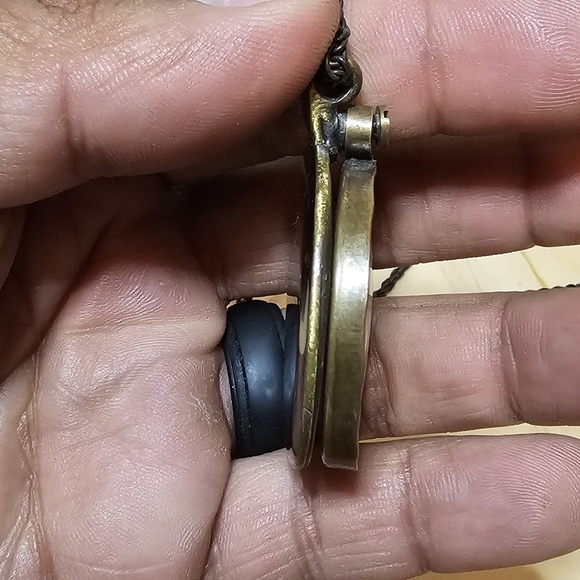 Enamel Inlay Florarl Design Bronze Tone Magnifying Glass Necklace 28 Inch Chain - Picture 5 of 9